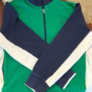 Ralph Lauren Green and Navy Zip-Up Sweater